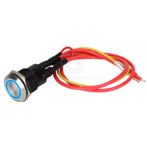 RELAXN Switch - 20A Stainless Steel Push Switch with Blue LED Light Ring - Pack of 1