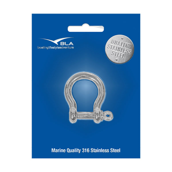 BLA Bow Shackle - 316 Grade Stainless Steel - 8mm, 1 Packed