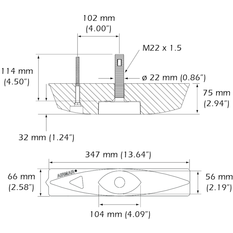 XSONIC AIRMAR B45 Traditional/CW Thru-hull Transducer