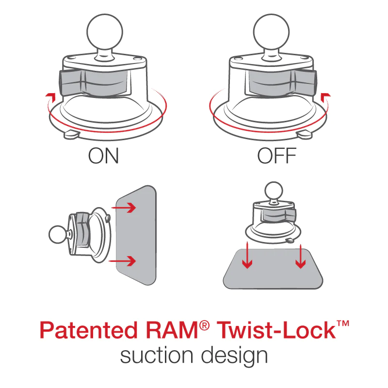 RAM Mounts Twist-Lock™ Suction Cup Mount with Action Camera Adapter - Medium