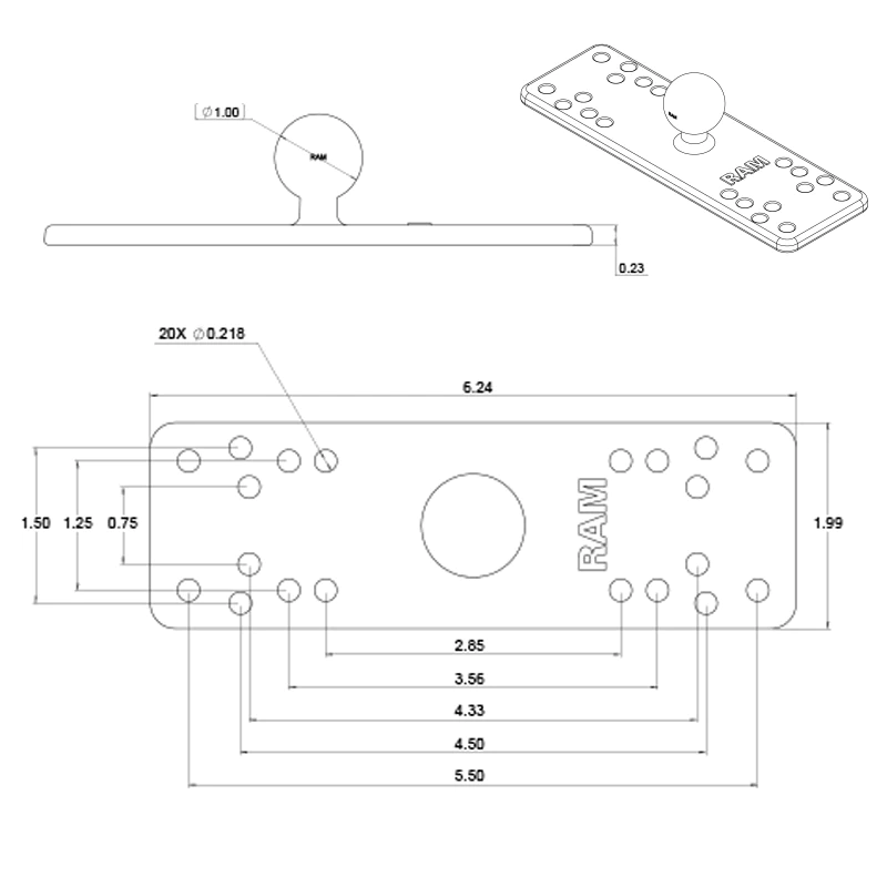 RAM Mounts Universal Marine Electronic Mount - B Size Medium