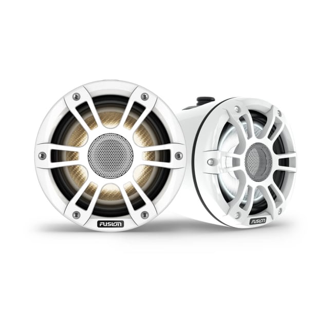 Fusion Signature Series 3i 8.8" 330-watt CRGBW Sports White Wake Tower Marine Speakers (Pair)