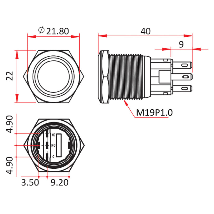 RELAXN 5A Stainless Steel Illuminated Switch - LED Light Ring