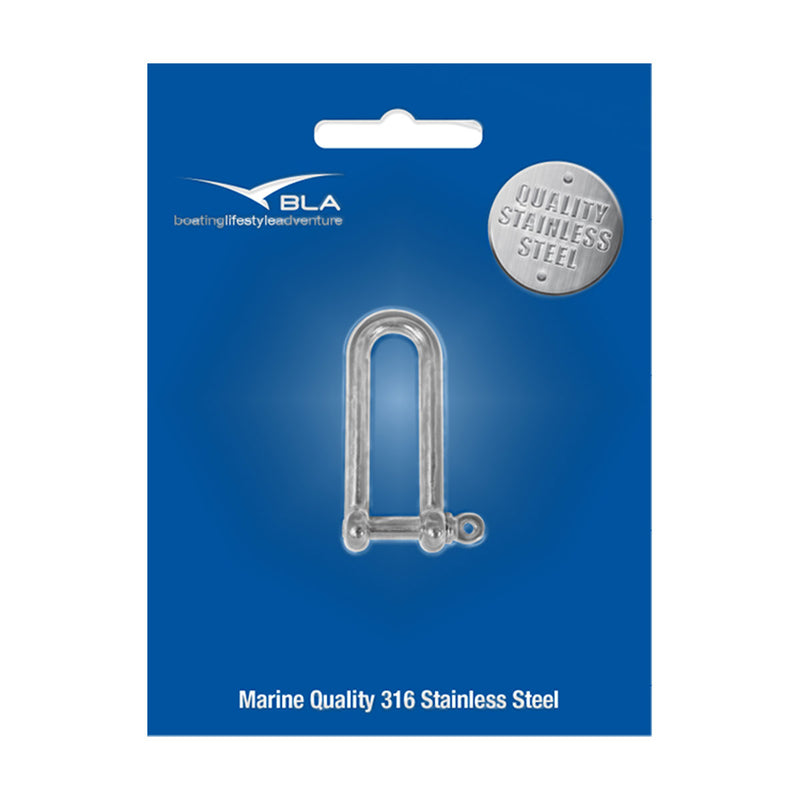 BLA Long D Shackle - 316 Grade Stainless Steel