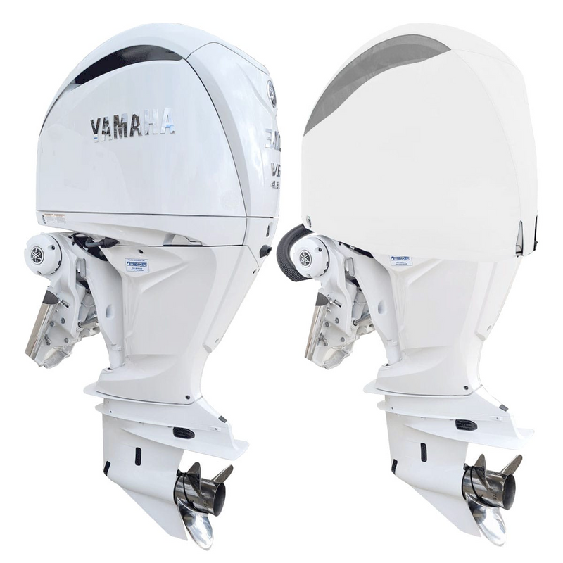 OCEANSOUTH Vented Covers for Yamaha Outboards - F225F, F250D, F300 - V6 4.2L (2010-2020), White