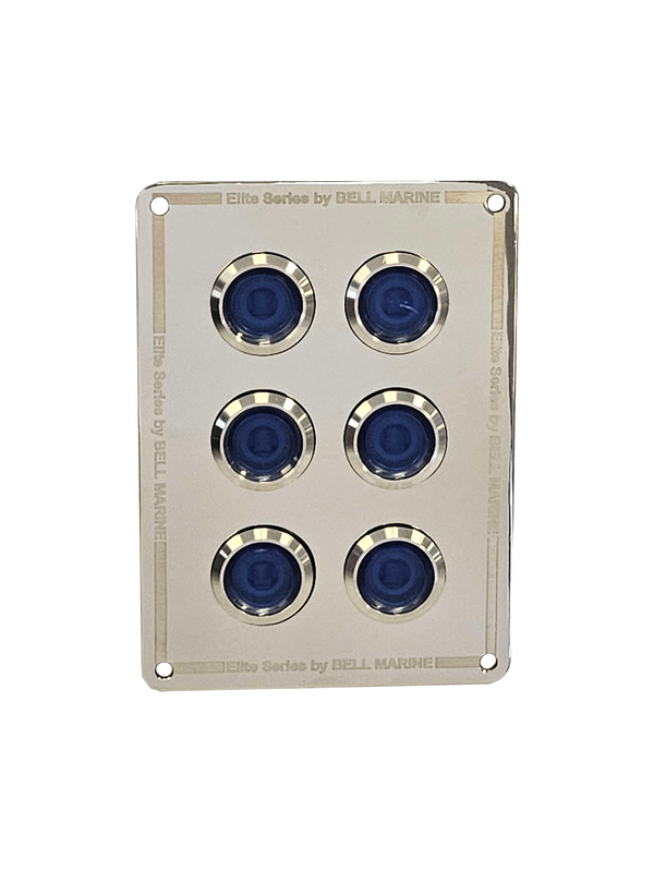 Bell Marine Elite Backlit Switch Panel 6 Gang Inline or SBS 15 AMP - 6 Gang Side-by-side
