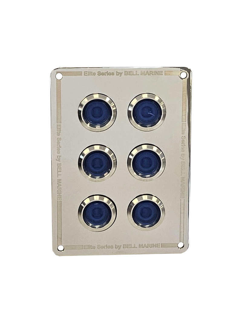 Bell Marine Elite Backlit Switch Panel 6 Gang Inline or SBS 15 AMP - 6 Gang Side-by-side