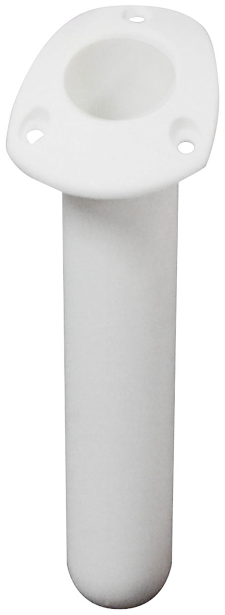 Plastic Flush Mount Rod Holder - Large Oval Head 30 Degree Angle - White (49220)