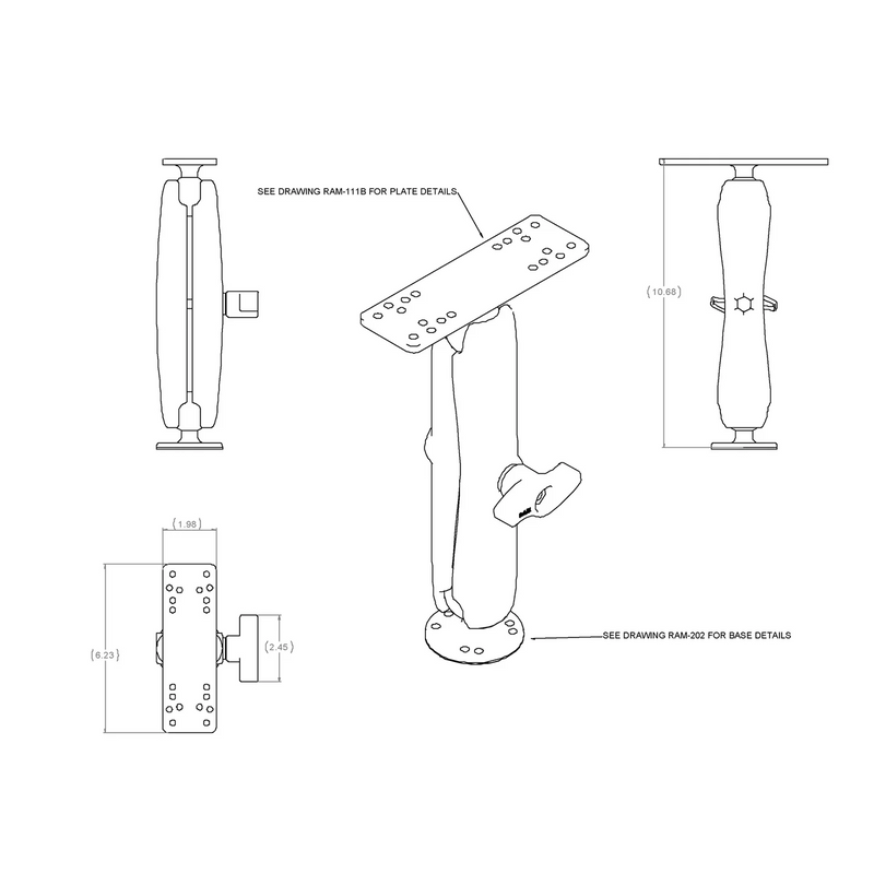 RAM Mounts Universal Marine Electronic Mount - C Size Long