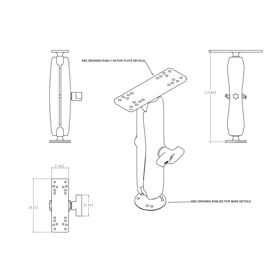 RAM Mounts Universal Marine Electronic Mount - C Size Long
