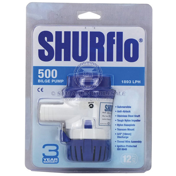 SHURflo Bilge Pumps - 12V 500GPH / 700GPH / 1000GPH - 500GPH