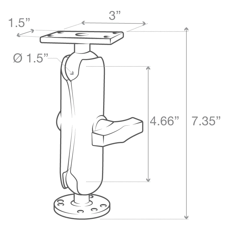 RAM Mounts Drill-Down Double Ball Mount for Humminbird Helix 5