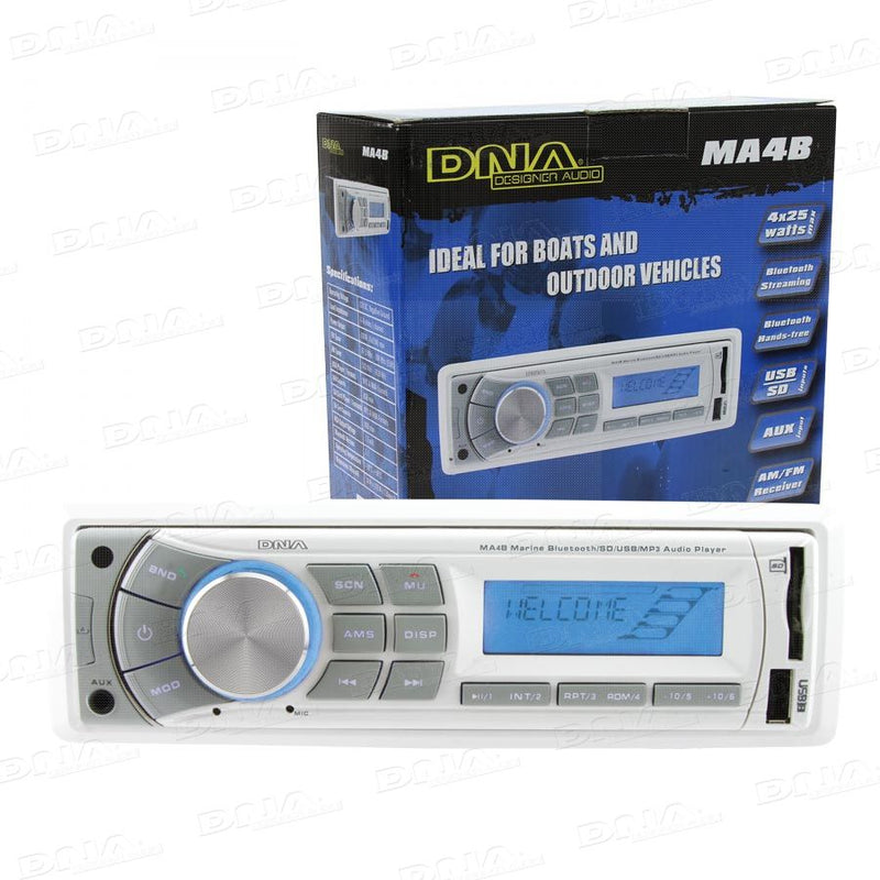 DNA Bluetooth USB/SD MP3 Player with AM/FM tuner and AUX audio input - White