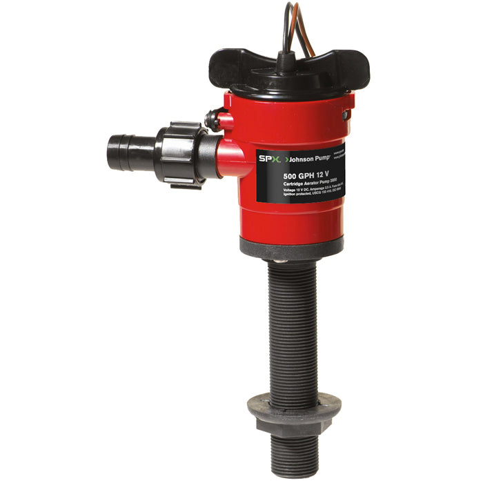 Johnson Pump 500GPH Livewell Aerator In-Line Pump - Straight