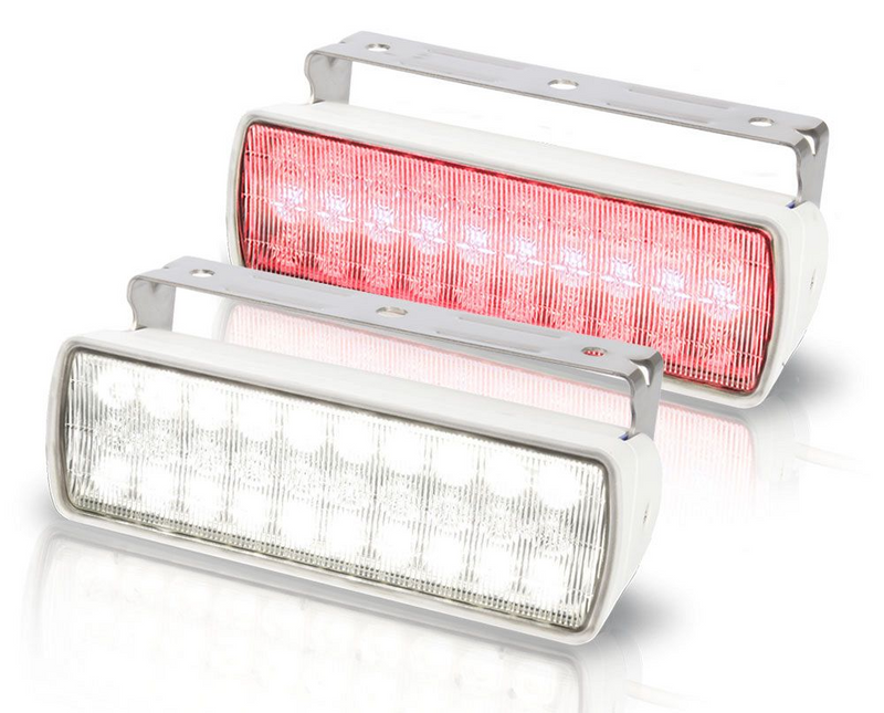 Hella Marine Sea Hawk-XL Dual Colour LED Floodlights - White/Red Combination, White Housing