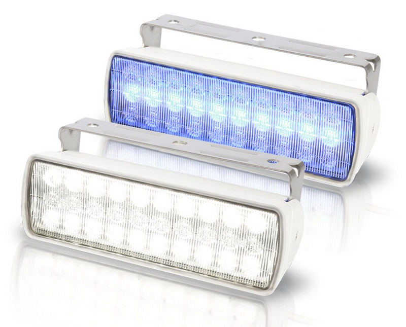 Hella Marine Sea Hawk-XL Dual Colour LED Floodlights - White/Blue Combination, White Housing