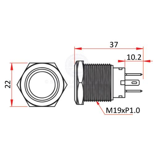 RELAXN Switch - 20A Stainless Steel Push Switch with Blue LED Light Ring