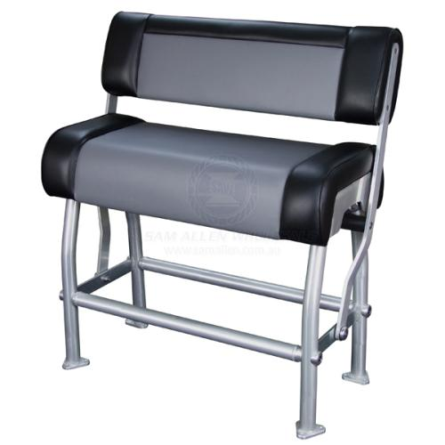 Relaxn Seat Centre Console Flip-Back - Black Frame + Grey and Black Cushion