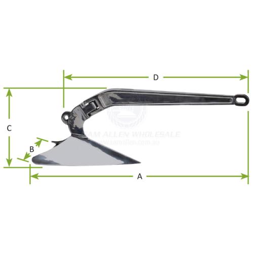 SAW Plough Anchor - 316 Grade Stainless Steel - 15kg