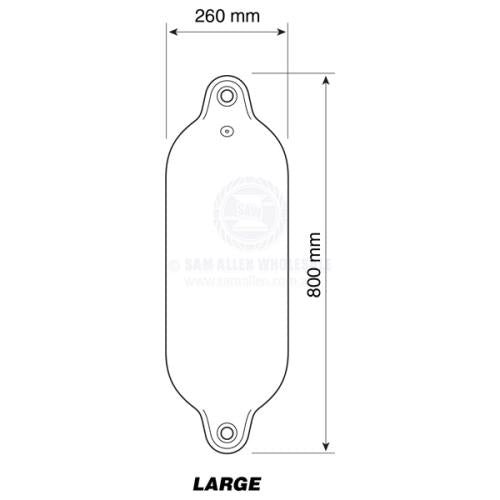 SAW Supafend Boat Fender - Black / Blue Tip - 800mm x 260mm, Black