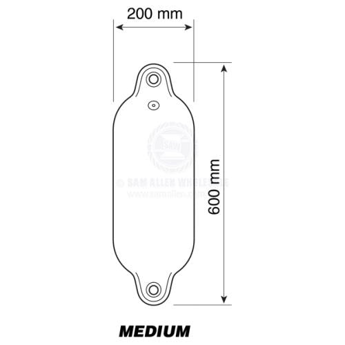 SAW Supafend Boat Fender - Black / Blue Tip - 600mm x 200mm, Black