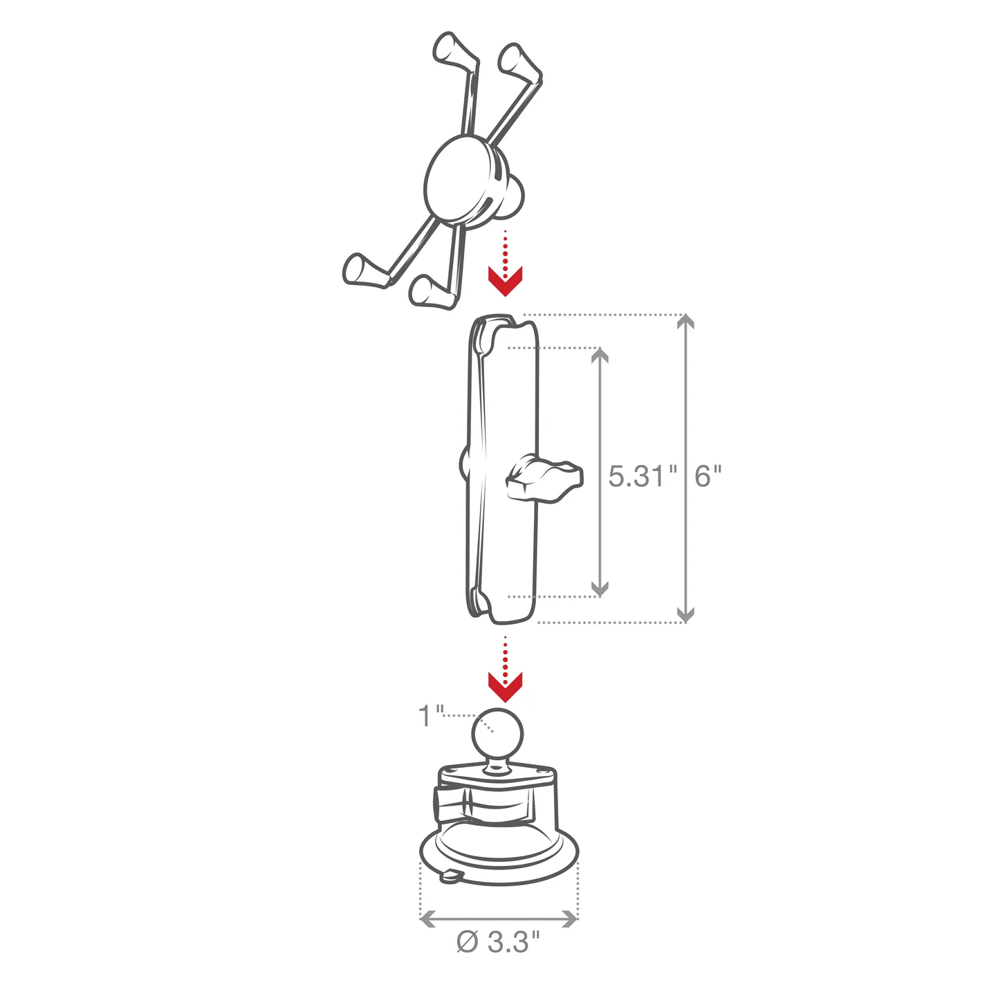 RAM Mounts X-Grip® Large Phone Mount with Twist-Lock™ Suction Cup - Long - Image 4