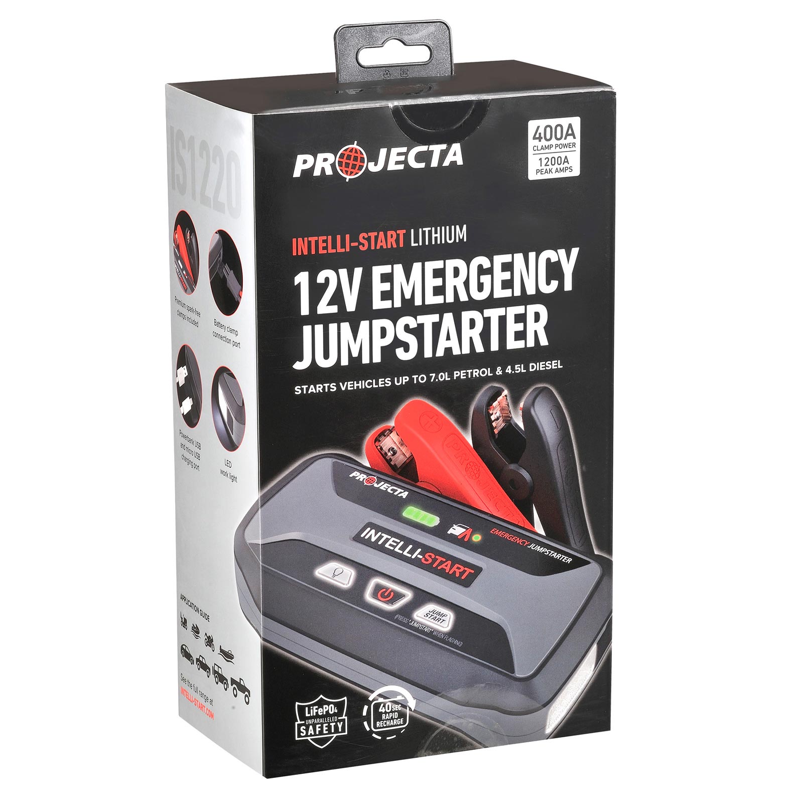 Projecta JumpStarter & Power Bank IS1220 - 12V 1200A Intelli-Start  Emergency Lithium Jump Starter and Power Bank - Online Boating Store - Boat  Parts