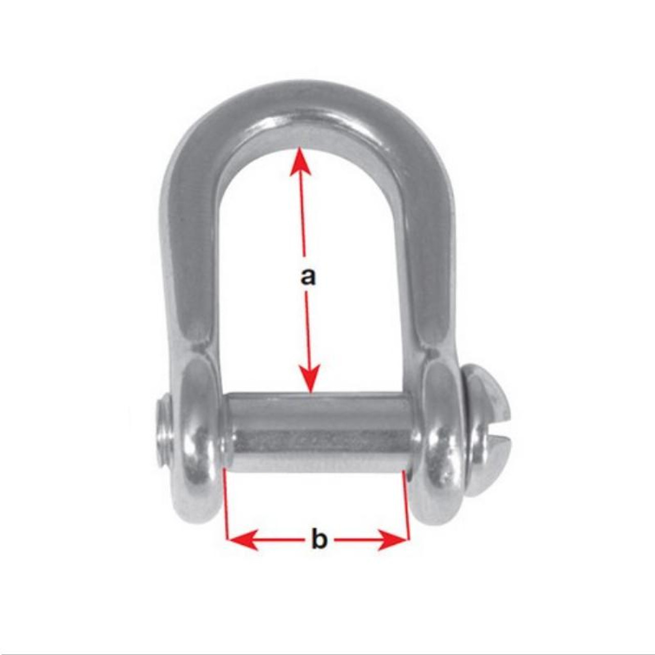 BLA Standard D Shackle - 316 Grade Pressed Stainless Steel Slotted Pin