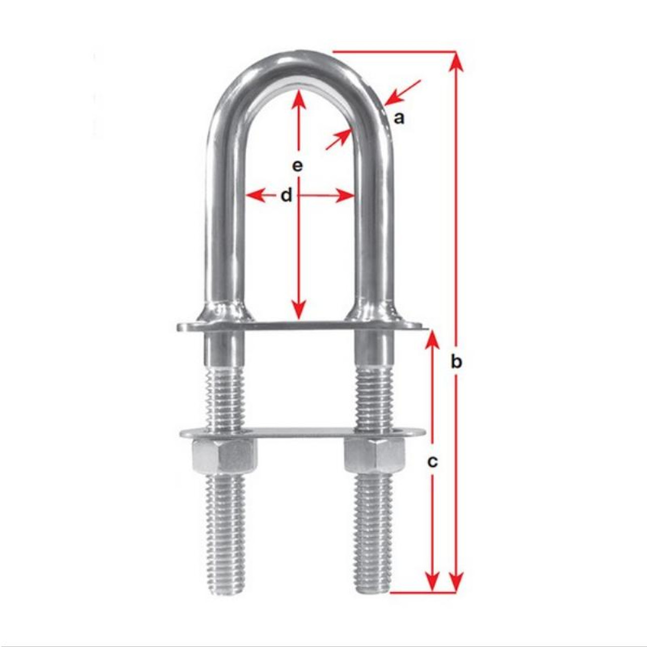 Marine Town Deluxe Bow U Bolts - 316 Grade Stainless Steel