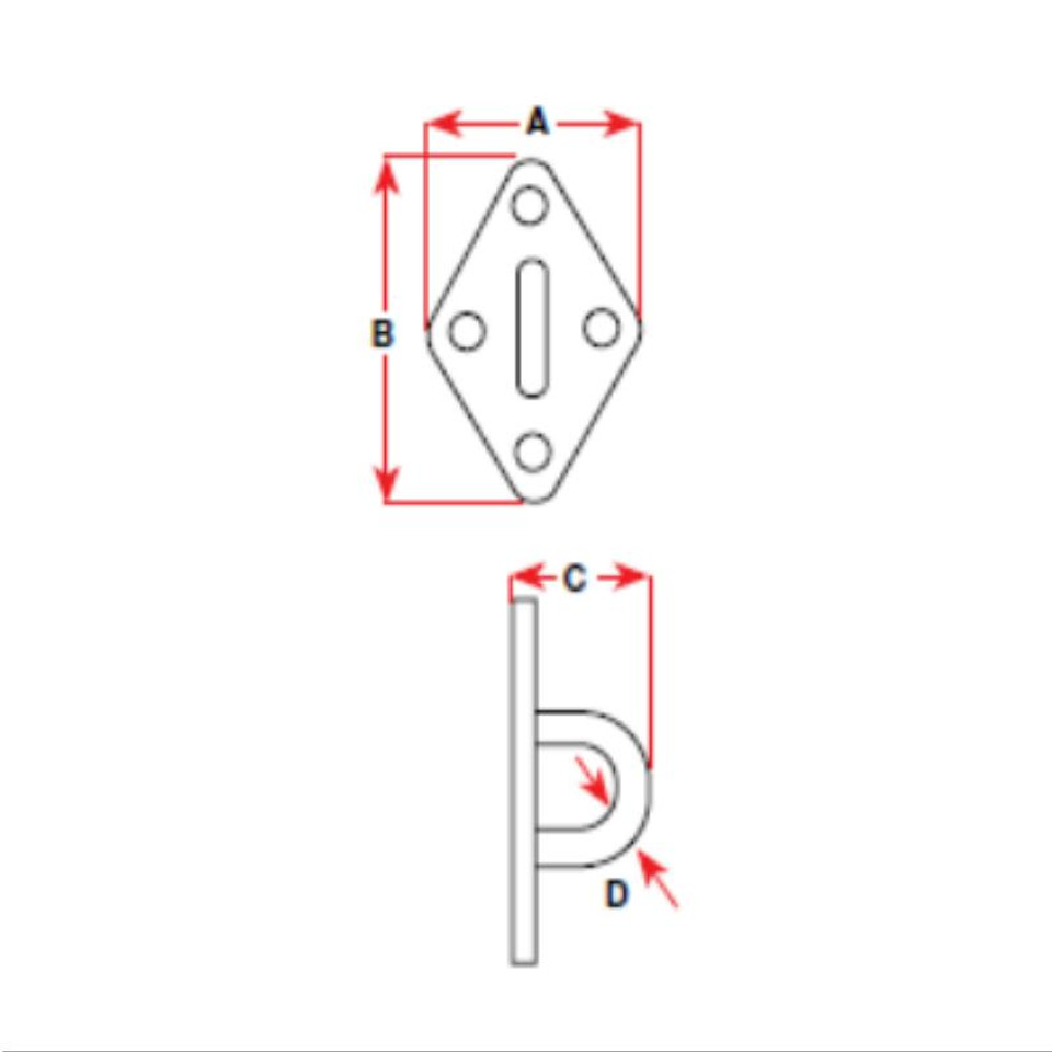 BLA Pad Eyes - Diamond 304 Grade Stainless Steel