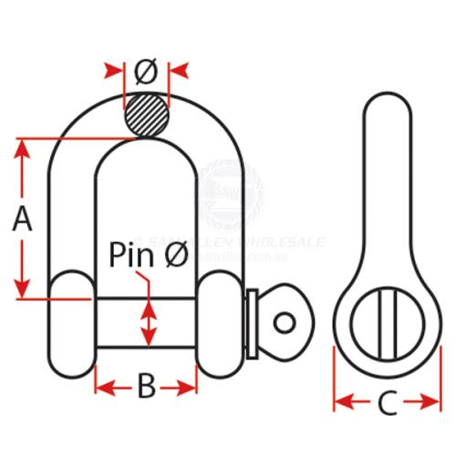 SAW D Shackle - Galvanised Grade S with Screw Pin