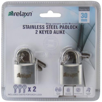 Relaxn Padlocks - Keyed Alike Stainless Steel