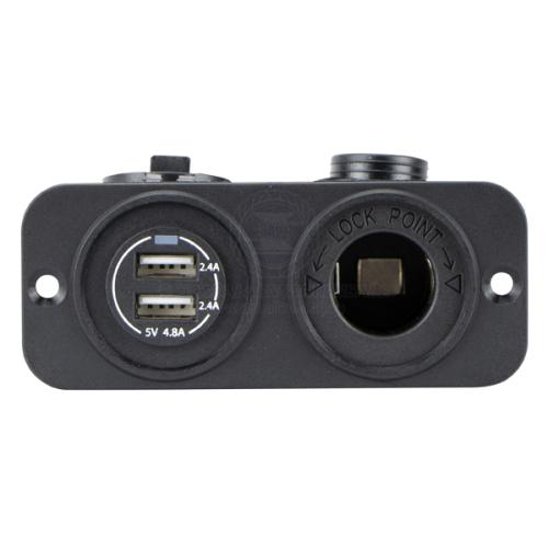 Relaxn Power Outlet and Dual USB Charger Combo - Flush Mount