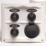 Marinco® BEP Splash Proof Switch Fuse Panels - 3 Gang plus Power Socket White (Part No.: 113244)