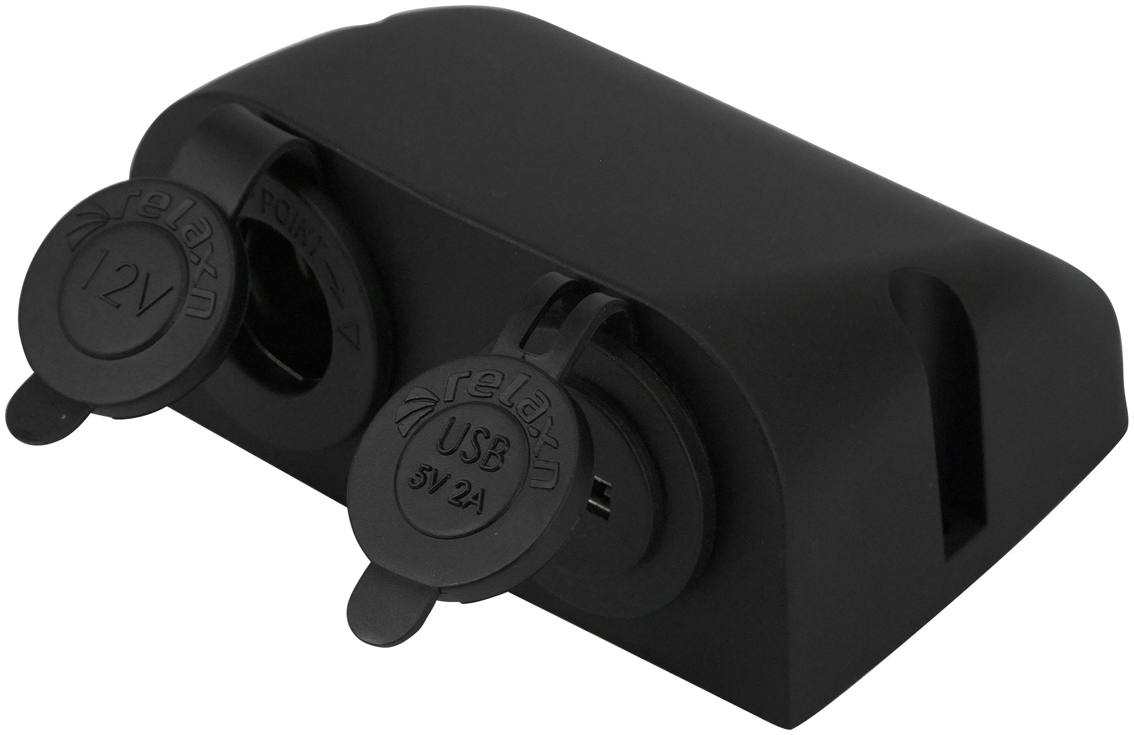 Surface Mount Combo Charger 12V Cig Power Outlet and USB Charger - Black (53042)